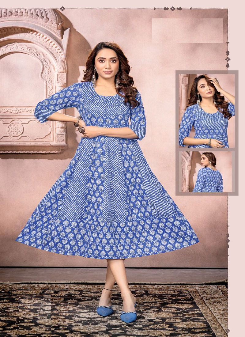 Dveeja Norita Vol 1 Fancy Wear Wholesale Cotton Anarkali Kurtis
